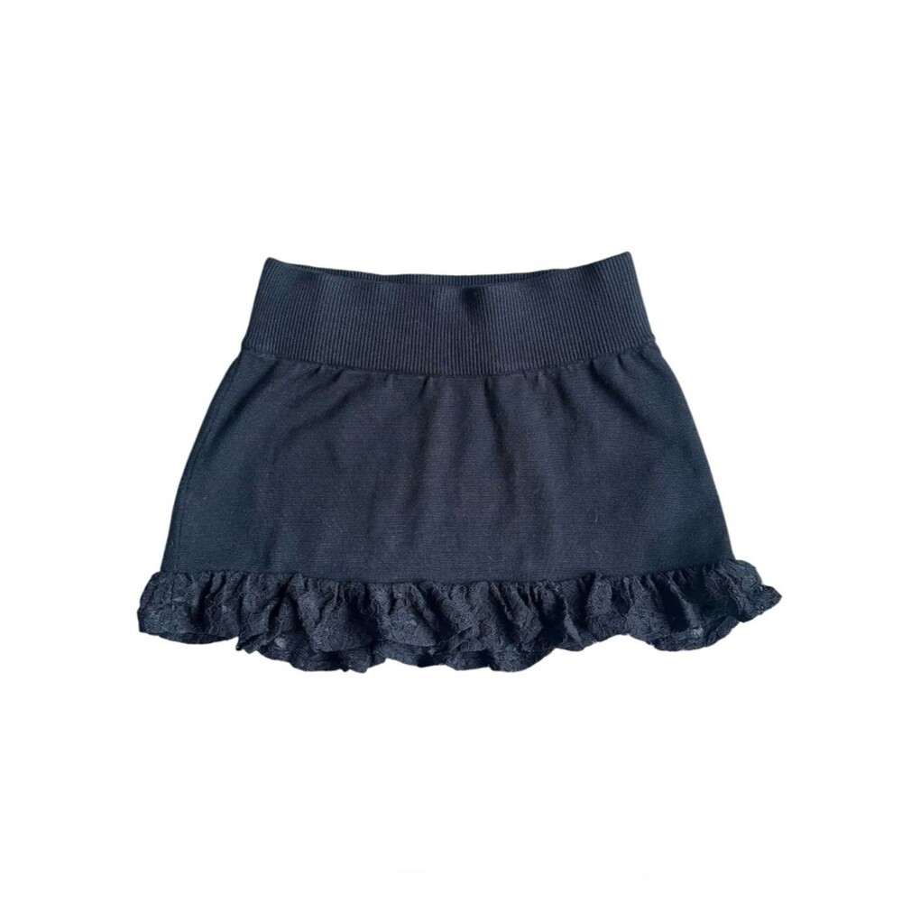 Edikted Blk Lace Ruffle Mini Skirt Whimsigoth Coquette Balletcore Fairy Grunge